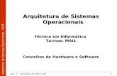 Arquitetura de Sistemas Operacionais – CEEF Cap. 2 – Conceitos de HW e SW1 Arquitetura de Sistemas Operacionais Técnico em Informática Turmas: MAI1 Conceitos.