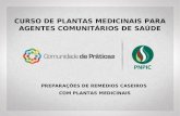 CURSO DE PLANTAS MEDICINAIS PARA AGENTES COMUNITÁRIOS DE SAÚDE PREPARAÇÕES DE REMÉDIOS CASEIROS COM PLANTAS MEDICINAIS.
