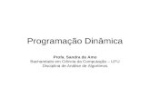 Programação Dinâmica Profa. Sandra de Amo Bacharelado em Ciência da Computação – UFU Disciplina de Análise de Algoritmos.
