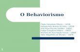 1 O Behaviorismo Paula Gonçalves Ribeiro – 14336 Rafaela Reis Batista da Silva – 14339 Ana Alice Antunes Haddad - 15650 Felipe Gonçalves Ribeiro – 15659.