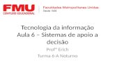Tecnologia da informação Aula 6 – Sistemas de apoio a decisão Profº Erich Turma 6-A Noturno.