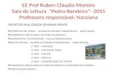 EE Prof Ruben Cláudio Moreira Sala de Leitura “Pedro Bandeira”- 2015 Professora responsável: Naraiana PROJETOS REALIZADOS SEMANALMENTE  EMPRÉSTIMO DE.