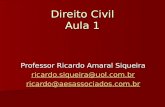 Direito Civil Aula 1 Professor Ricardo Amaral Siqueira ricardo.siqueira@uol.com.br ricardo@aesassociados.com.br.