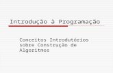 Introdução à Programação Conceitos Introdutórios sobre Construção de Algoritmos.