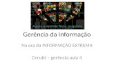 Gerência da Informação Na era da INFORMAÇÃO EXTREMA Cerutti – gerência aula 4.