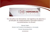 Os desafios da Hemobrás: da logística do plasma a produção de medicamentos hemoderivados e recombinantes no Brasil Fórum Hemobrás 2015 Diretor de Produtos.