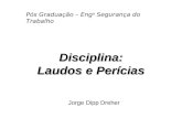 Pós Graduação – Eng a Segurança do Trabalho Disciplina: Laudos e Perícias Jorge Dipp Dreher.