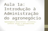 Aula 1a: Introdução à Administração do agronegócio Agronegócio Brasileiro: História, Cenário atual e perspectivas futuras.