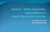 Geraldo Nunes Silva DCCE/IBILCE/Unesp. Valor Presente Valor presente de um fluxo de caixa, para uma determinada taxa de juros (i), é a soma algébrica.