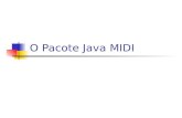 O Pacote Java MIDI. Roteiro Principais Classes e Interfaces do Pacote MIDI Acessando Recursos MIDI Carregando Seqüências MIDI Transmitindo e Recebendo.