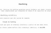 Hashing Teoricamente, técnicas de hashing permitem acesso dinâmico aos dados (inserção/remoção/ recuperação) numa complexidade que independe do número.