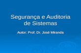 Segurança e Auditoria de Sistemas Autor: Prof. Dr. José Miranda.