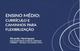 Ricardo Henriques Superintendente Instituto Unibanco CONSED – Manaus, 29 outubro 2015 ENSINO MÉDIO: CURRÍCULO E CAMINHOS PARA FLEXIBILIZAÇÃO.