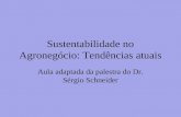 Sustentabilidade no Agronegócio: Tendências atuais Aula adaptada da palestra do Dr. Sérgio Schneider.