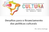 Desafios para o financiamento das políticas culturais Ms. Selma Santiago.