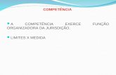 COMPETÊNCIA A COMPETÊNCIA EXERCE FUNÇÃO ORGANIZADORA DA JURISDIÇÃO. LIMITES X MEDIDA.