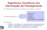 1 Algoritmos Genéticos em Otimização de Planejamento l Planejamento ocorre em todas as atividades e envolve: PLANEJAMENTO Recursos Tarefas Tempo Objetivos.
