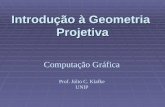 Introdução à Geometria Projetiva Computação Gráfica Prof. Júlio C. Klafke UNIP.