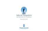 Novembro 2015. ÍNDICE DE TRANSPARÊNCIA DOS MUNICÍPIOS DE PERNAMBUCO OBJETIVO Realizar diagnóstico dos Portais da Transparência no âmbito das prefeituras.