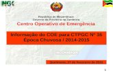 Informação do COE para CTPGC Nº 36 Época Chuvosa / 2014-2015 Informação do COE para CTPGC Nº 36 Época Chuvosa / 2014-2015 Quelimane, 27 de Fevereiro de.