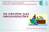 1 FACULDADE CATÓLICA SALESIANA DO ESPÍRITO SANTO CURSO DE ENG. DE PRODUÇÃO DISCIPLINA: COMPORTAMENTO ORGANIZACIONAL OS GRUPOS NAS ORGANIZAÇÕES Prof. José.