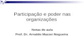 Participação e poder nas organizações Notas de aula Prof. Dr. Arnaldo Mazzei Nogueira.