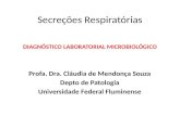 Secreções Respiratórias DIAGNÓSTICO LABORATORIAL MICROBIOLÓGICO Profa. Dra. Cláudia de Mendonça Souza Depto de Patologia Universidade Federal Fluminense.