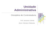 Unidade Administrativa Disciplina de Controladoria Prof. Jeronymo Libonati Aluno: Deivisson Rattacaso.