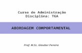 Curso de Administração Disciplina: TGA ABORDAGEM COMPORTAMENTAL Prof. M.Sc. Glauber Pereira.