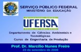 Prof. Dr. Marcílio Nunes Freire Prof. Dr. Marcílio Nunes Freire 23 de setembro de 2009 Departamento de Ciências Ambientais e Tecnológicas Curso de Engenharia.