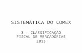 SISTEMÁTICA DO COMEX 3 – CLASSIFICAÇÃO FISCAL DE MERCADORIAS 2015.