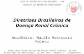 Diretrizes Brasileiras de Doença Renal Crônica Acadêmico: Murilo Matteucci Noleto LIGA DE NEFROLOGIA MALUQUINHO – LNM PROJETO DE EDUCAÇÃO CONTINUADA Diretrizes.