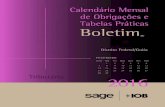 IOB - Calendário de Obrigações e Tabelas Práticas - Distrito Federal/Goiás - Fevereiro/2016