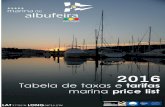 Preços/Price List Marina de Albufeira 2016