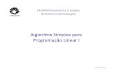 Algoritmo Simplex para Programação Linear I