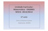 Unidade Curricular: Matemática - EIG0003 MIEIG 2013/2014 1ª aula