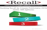 Ranking Recall de Criação Publicitária 2016 reúne 189 agências