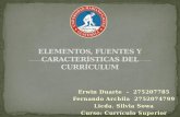 Elementos, fuentes y características del curriculo Duarte & Archila