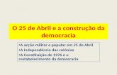 25 de abril de 1974 e a construção da democracia