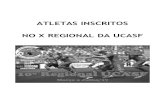 10º Regional UCASF - Atletas Inscritos