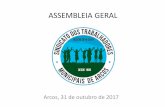 Assembleia Geral (31-10-2017): Apresentação projetada durante a reunião na Câmara Municipal de Arcos
