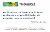 As diretrizes da Secretaria do Meio Ambiente e as ... Aula Inaugural PROCAM.pdf · - Vol. 1. Brasília: ENAP ... VII - o sistema nacional de informações sobre o meio ambiente .
