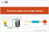 Transformações da energia elétrica - CFQ9 efeitos da corrente elétrica estão associados às transformações da energia elétrica “consumida” pelos recetores noutros tipos