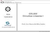 Aula CEL033 Circuitos Lineares I 13/03/2012 Prof.: Ivo Chaves da Silva Junior Lei de Joule (também conhecida como efeito Joule) é uma lei física que expressa a relação entre o