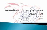 Ambulatório de Diabetes Liga de Diabetes da UNIUBE ganho ou perda de peso; febre (infecções) Pele: dermopatias, eczemas, piodermites BOONG: Acuidade visual – retinopatia, catarata,