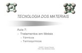 TECNOLOGIA DOS MATERIAIS - Técnicos Online · TECNOLOGIA DOS MATERIAIS Aula 7: Tratamentos em Metais Térmicos Termoquímicos CEPEP -EscolaTécnica Prof.: Kaio Hemerson Dutra