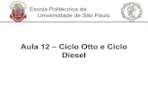 Aula 12 – Ciclo Otto e Ciclo Diesel - Moodle USP: e … de Potência dos Motores Alternativos Deslocamento de todos cilindros: Taxa de compressão: Vdesl=Nciclo(Vmax−Vmin)=NcicloAcicloS