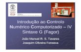 Numérico Computorizado – IV Sintaxe G (Fagor)tavares/ensino/CFAC/Downloads/Apontamentos... · 2012@JST/JOF CFAC: Introdução ao CNC - IV 2 Programação ISO Estrutura de um programa