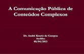 A Comunicação Pública de Conteúdos Complexos · Abraham Moles As idéias de repertório, e os seus desenvolvimentos teóricos (super-signo e forma) no sentido de que, com uma