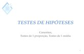 TESTES DE HIPÓTESES - inf.ufsc.brmarcelo.menezes.reis/Aula08CPGCC.pdf · Teste de 1 média Calcular valor-p apropriado (teste unilateral ou bilateral) e comparar com o nível de